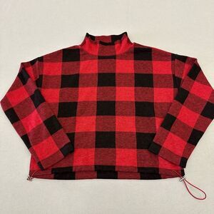 BB Dakota Red and Black Plaid Sweater